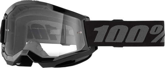100-Percent Strata 2 Goggle Black with Clear Lens – High-Performance Riding Eye Protection