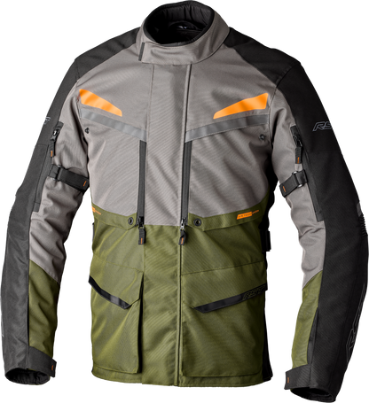 RST Maverick Evo CE Motorcycle Jacket Khaki/Grey/Orange - Adventure Touring Textile Gear