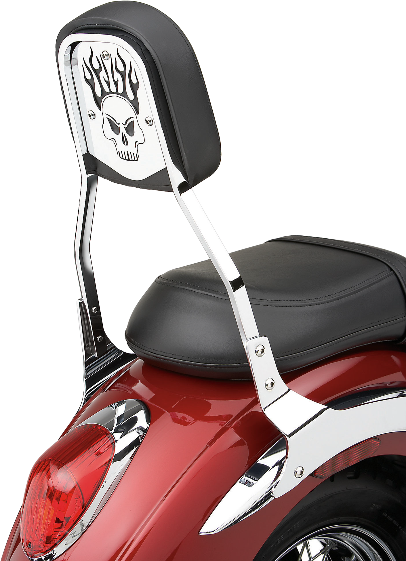 BACKREST INSERT SKULL CHROME FITS STD