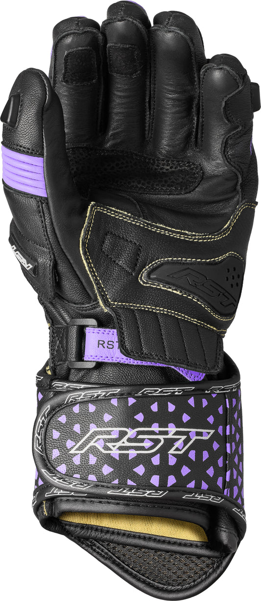 RST Women's Tractech Evo 4 CE Leather Motorcycle Gloves - Black, Fuchsia, Grey
