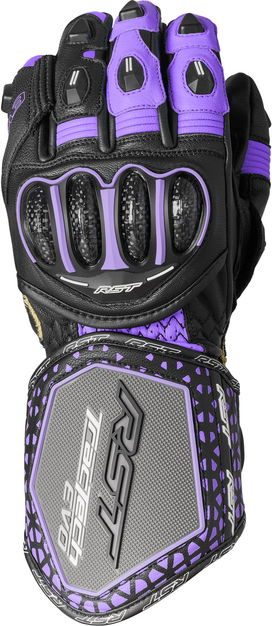 RST Women's Tractech Evo 4 CE Leather Motorcycle Gloves - Black, Fuchsia, Grey