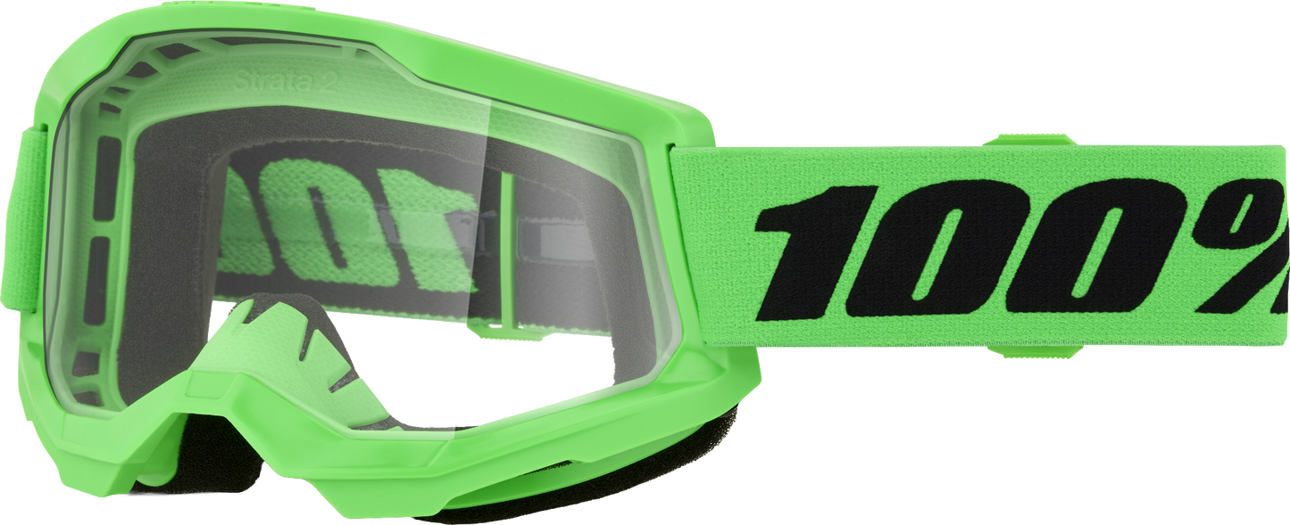 100-Percent Strata 2 Goggle Neon Green Clear Lens - Model 50027-10027