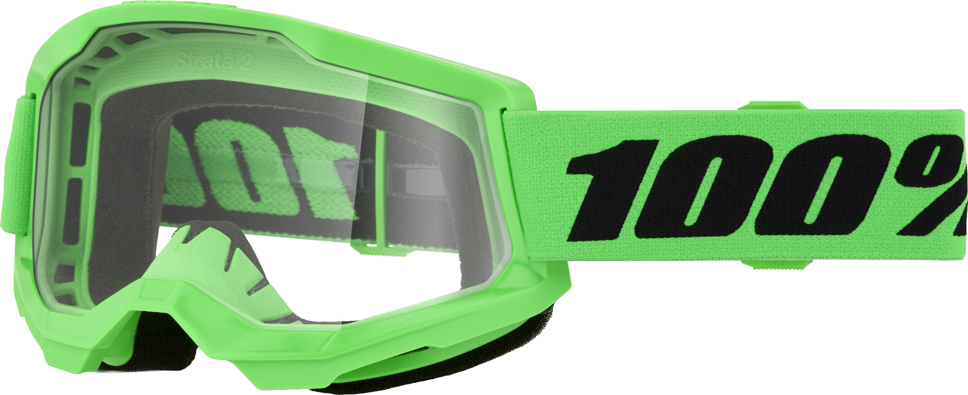 100-Percent Strata 2 Goggle Neon Green Clear Lens - Model 50027-10027