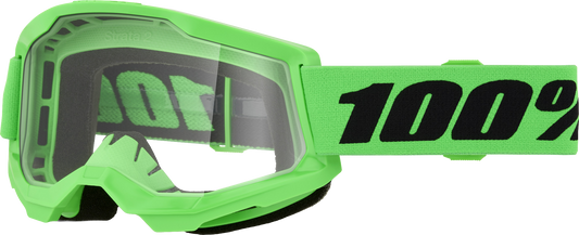 100-Percent Strata 2 Goggle Neon Green Clear Lens - Model 50027-10027
