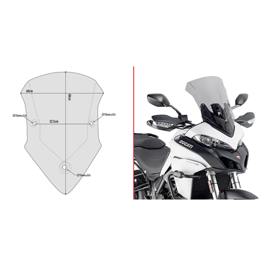 GIVI D7406S Smoke Windshield for Motorcycle - Enhanced Wind Protection and Style