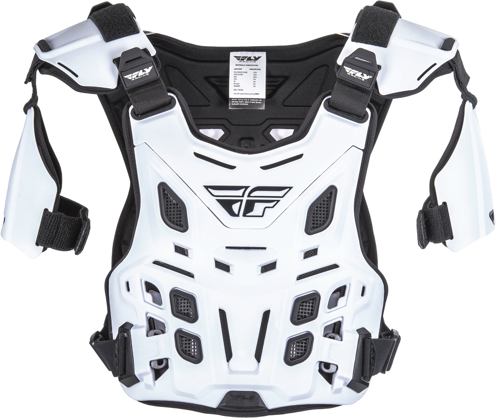 Fly Racing Revel Offroad Roost Guard White with BioFoam Chassis and Impact Protection