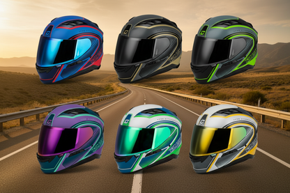 Exactly six-helmet open-road hero