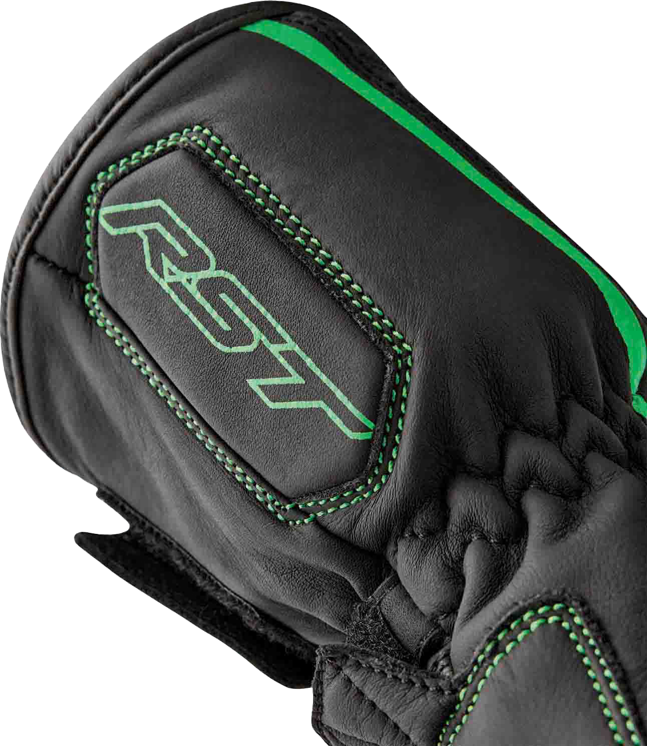 RST S1 Glove Black and Flou Green Leather XL – Men’s and Ladies’ Motorcycle Gloves with Carbon and TPR Protection
