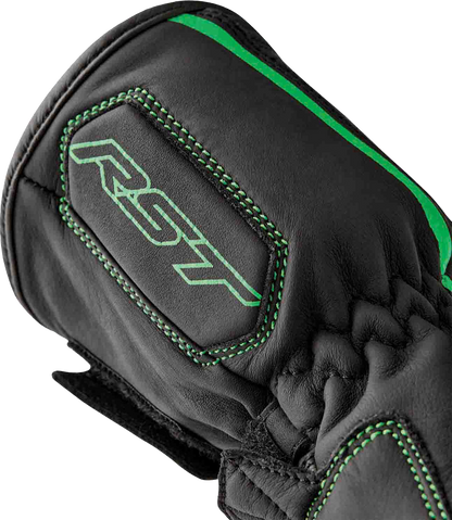 RST S1 Glove Black and Flou Green Leather XL – Men’s and Ladies’ Motorcycle Gloves with Carbon and TPR Protection