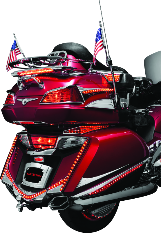 Kuryakyn LED Lighted Trunk Lid Handle for Honda GL1800 Gold Wing (2001-2005) - Chrome with Clear Lens and Red LEDs