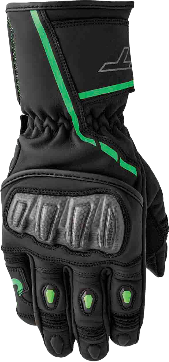 RST S1 Glove Black and Flou Green Leather XL – Men’s and Ladies’ Motorcycle Gloves with Carbon and TPR Protection