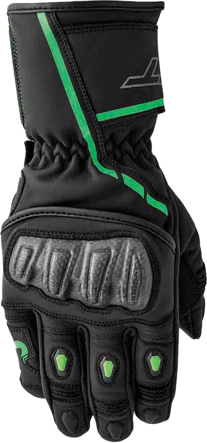 RST S1 Glove Black and Flou Green Leather XL – Men’s and Ladies’ Motorcycle Gloves with Carbon and TPR Protection
