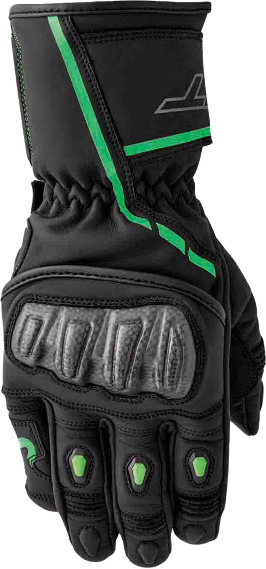 RST S1 Glove Black and Fluorescent Green Leather Motorcycle Gloves - Small