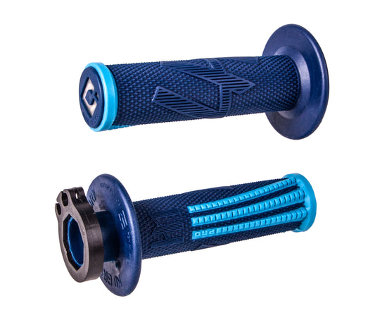 ODI Emig Pro V2 Lock-On Grip Blue/Light Blue - Signature MX Handlebars Grip for Motocross and Supercross