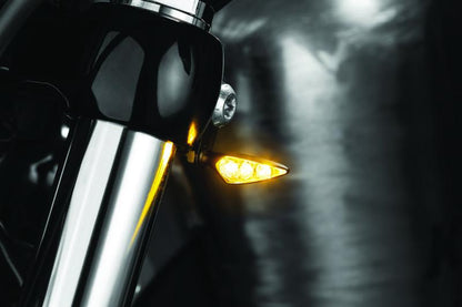 Kuryakyn Rhombus S Single Function Front Left Clear Lens Amber Satin Black - Part #kur2850