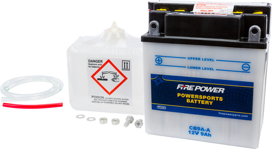 Fire Power CB9A-A 12V Heavy Duty Battery with Acid Pack for Honda and Suzuki Quads
