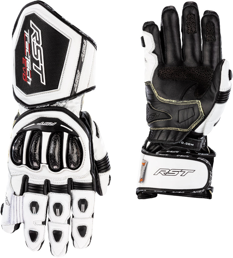 RST Women's Tractech Evo 4 CE Gloves White and Black Leather – Size Small