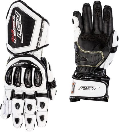 RST Women's Tractech Evo 4 CE Gloves White and Black Leather – Size Small