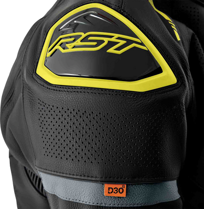 RST S1 D3o Leather Jacket Black/Grey/Fluorescent Yellow Small - Durable Motorcycle Gear