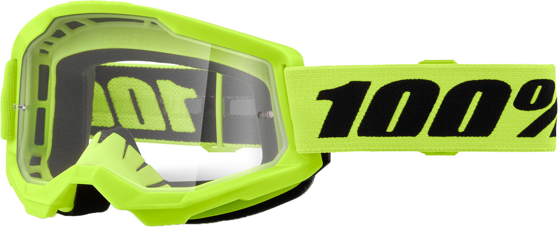 100-Percent Strata 2 Junior Goggle Neon Yellow Clear Lens - Youth MX and MTB Protective Eyewear