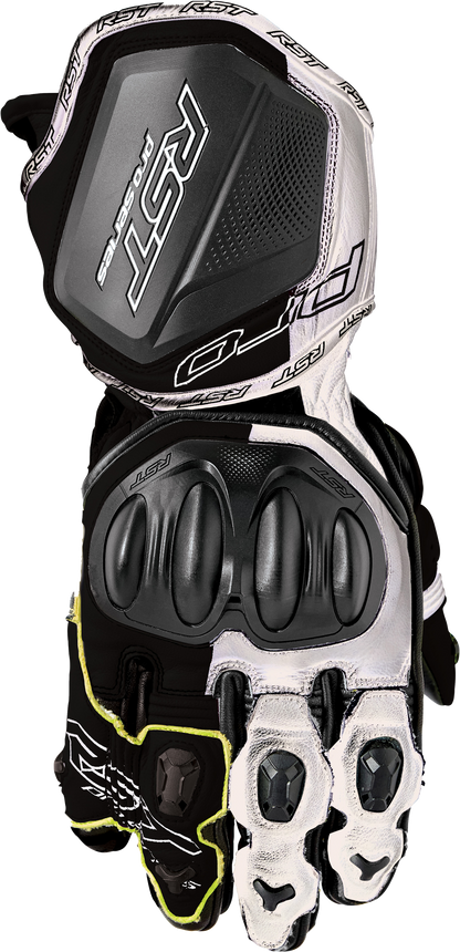 RST Pro Series GP D3O Gloves Black and White Leather XS - Enhanced Safety and Dexterity
