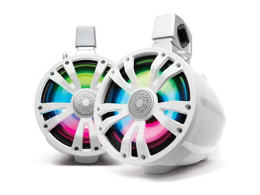 ECOXGEAR Extrmtower 2 Pack 8-Inch Marine Speakers with RGB LED Lights and Rotating Mounts