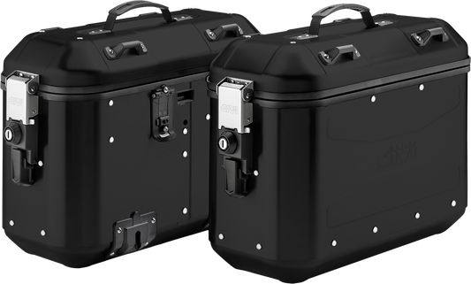 GIVI Dolomiti Monokey Side Case 36L Pair - Aluminum Finish, Compatible with Tubular Holders