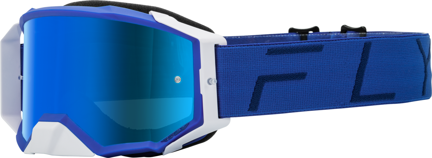 Fly Racing Zone Pro Goggle Blue with Sky Blue Mirror/Sky Blue Lens – Lightweight, Durable Protective Eyewear
