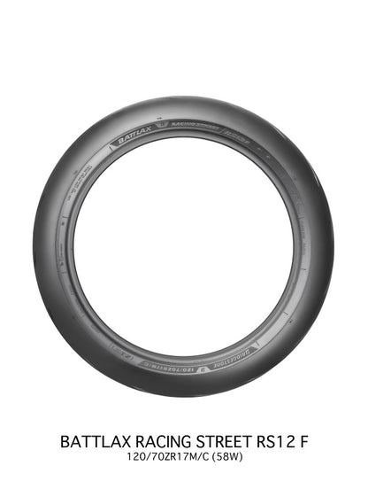 Bridgestone Battlax Racing Street RS12 Front Tire - 120/70ZR17 M/C 58W Tubeless for Sport and Sport Touring Motorcycles