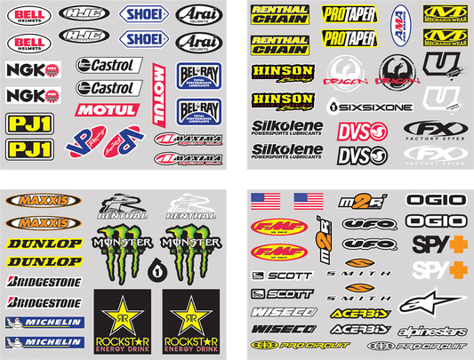 Factory Effex Iron-On Jersey Sponsor Kit 11-82120 – Over 80 Silk-Screened Transfers for Light and Dark Jerseys - Kelly Motorsports