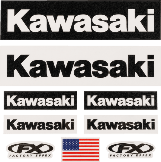 Factory Effex Kawasaki 28-82100 Jersey Iron-On Kit - OEM Logo Transfers for Cycling Jerseys - Kelly Motorsports