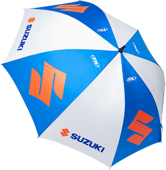 FACTORY EFFEX Suzuki 22-45450 Blue and Silver Umbrella - 62-Inch Diameter with Carbon-Fiber Shaft - Kelly Motorsports