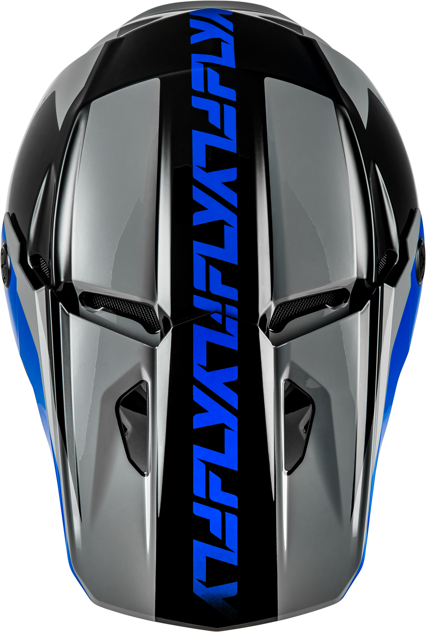 FLY Racing Kinetic Crest Helmet Grey/Black/Blue - Size Large