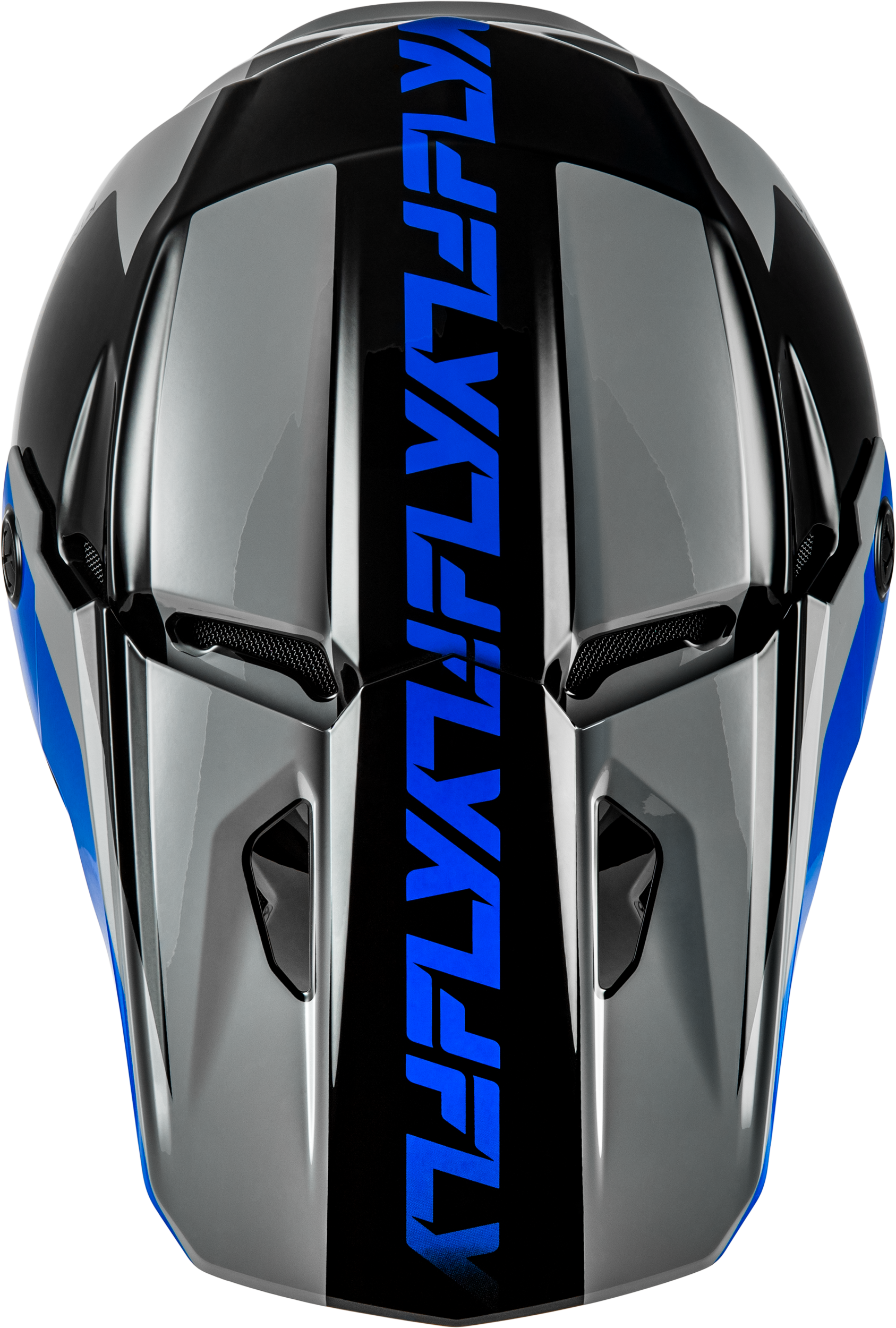 FLY Racing Kinetic Crest Helmet Grey/Black/Blue - Size Large
