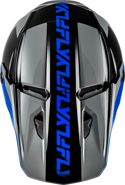 FLY Racing Kinetic Crest Helmet Grey/Black/Blue - Size Large