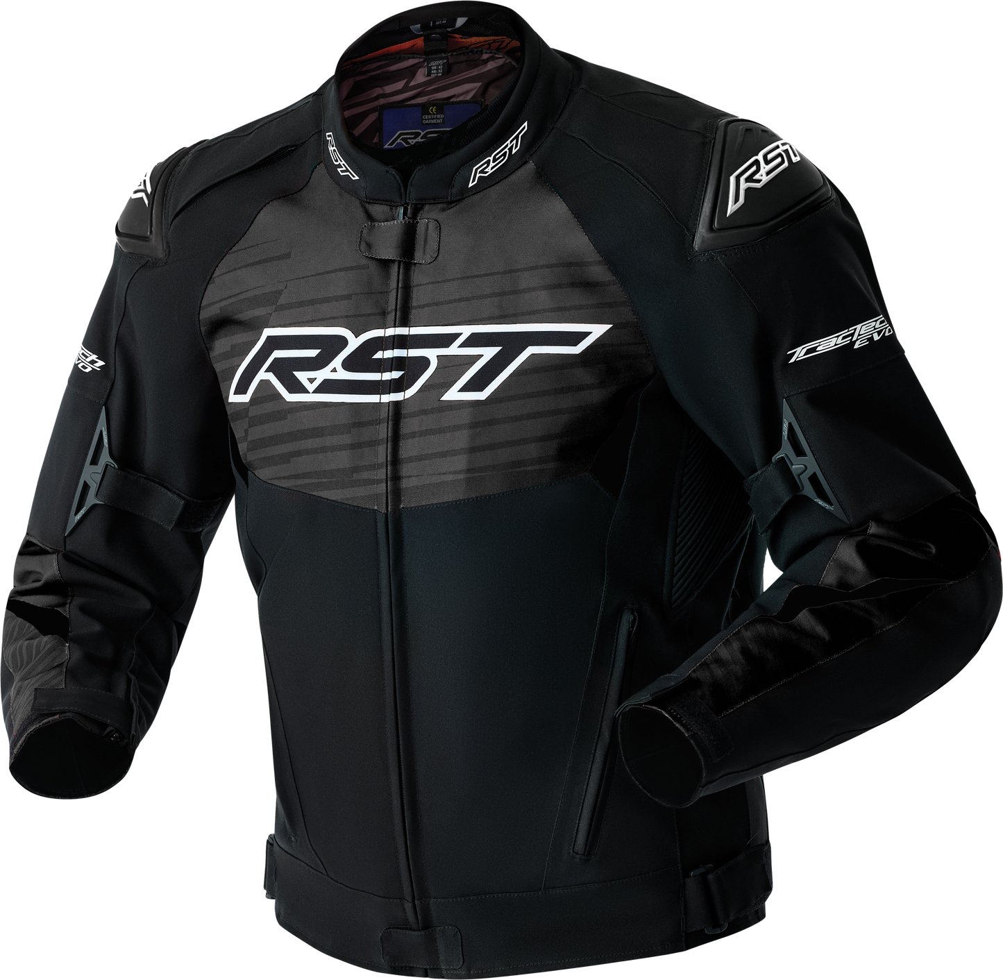 RST Tractech Evo D3o Textile Motorcycle Jacket with White and Black Design