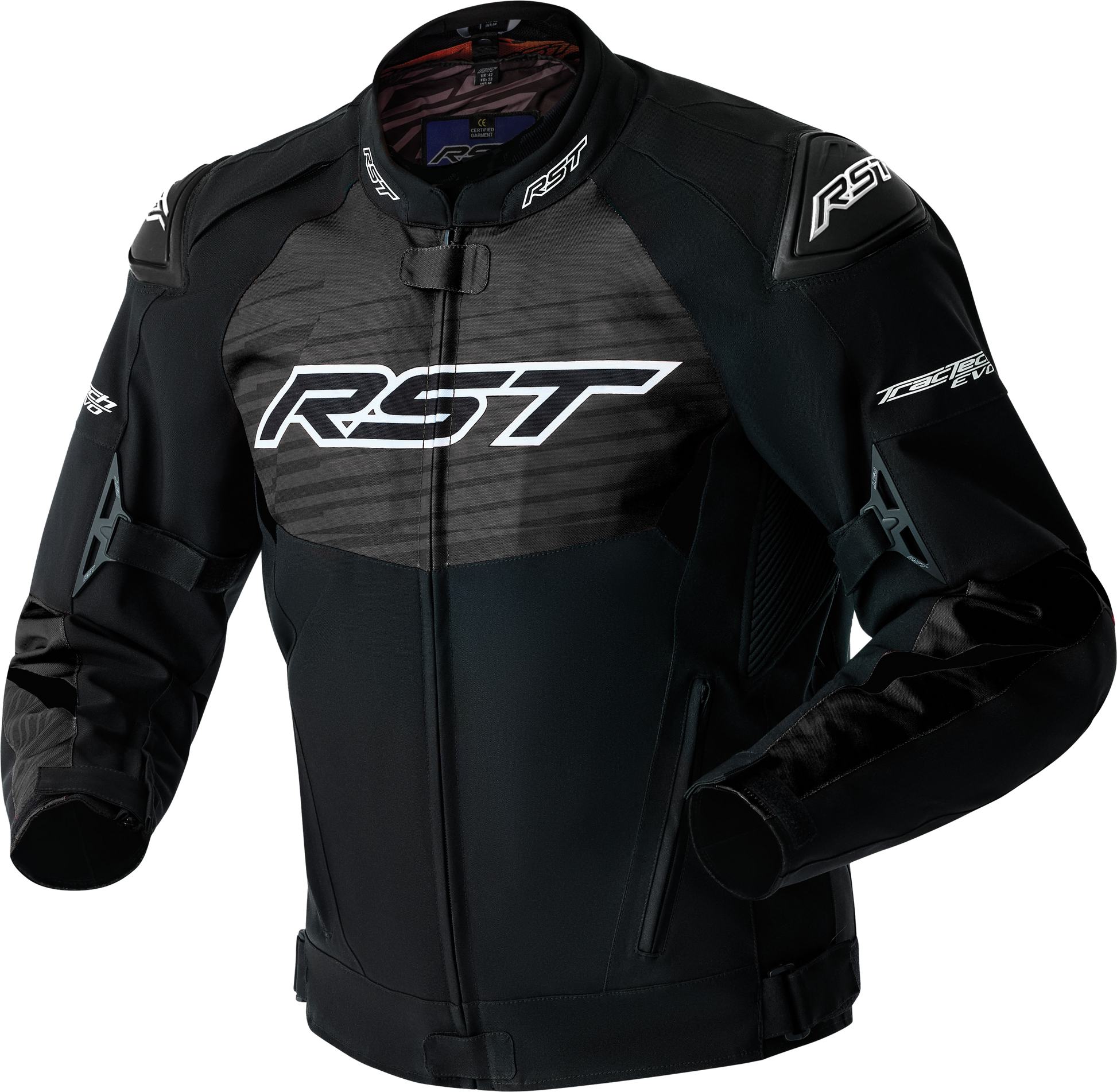RST Tractech Evo D3o Textile Motorcycle Jacket with White and Black Design