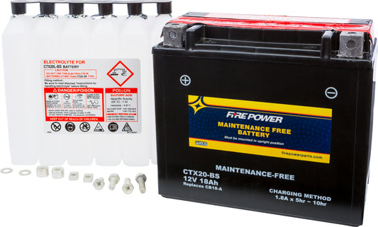 FIRE POWER Ctx20-BS Maintenance Free Sealed 12V Motorcycle & ATV Battery
