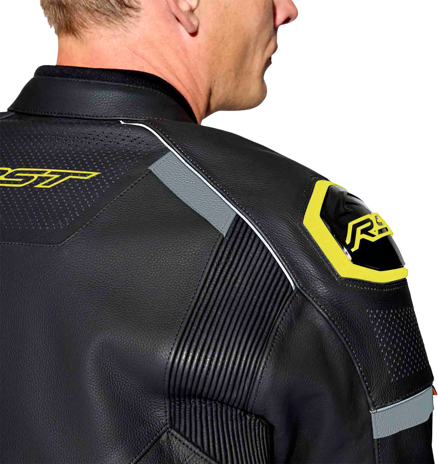 RST S1 D3o Leather Jacket Black/Grey/Fluorescent Yellow Small - Durable Motorcycle Gear