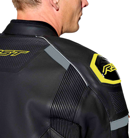 RST S1 D3o Leather Jacket Black/Grey/Fluorescent Yellow Small - Durable Motorcycle Gear