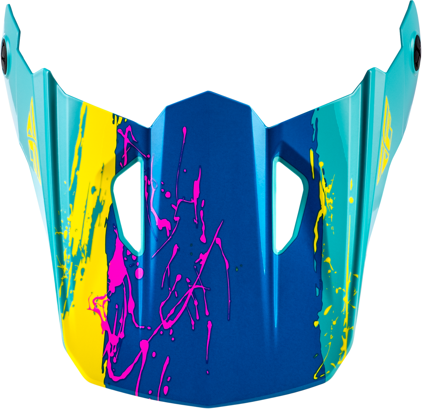 Fly Racing Yth Kinetic Drip Helmet Visor in Turquoise, Pink, and Yellow - Part Number 73-8680VY