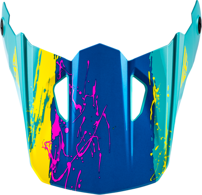 Fly Racing Yth Kinetic Drip Helmet Visor in Turquoise, Pink, and Yellow - Part Number 73-8680VY