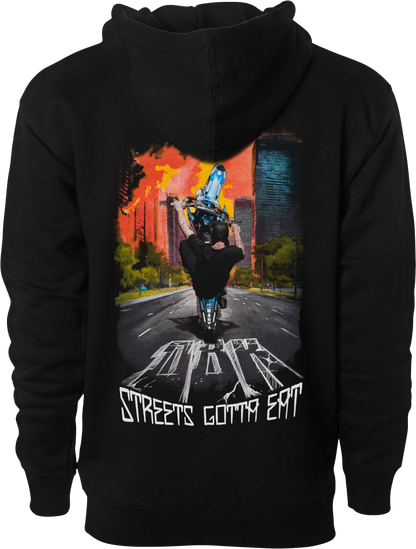 DBK Streets Gotta Eat Hoodie Black 2X – Comfortable 10oz Cotton-Poly Blend Sweatshirt
