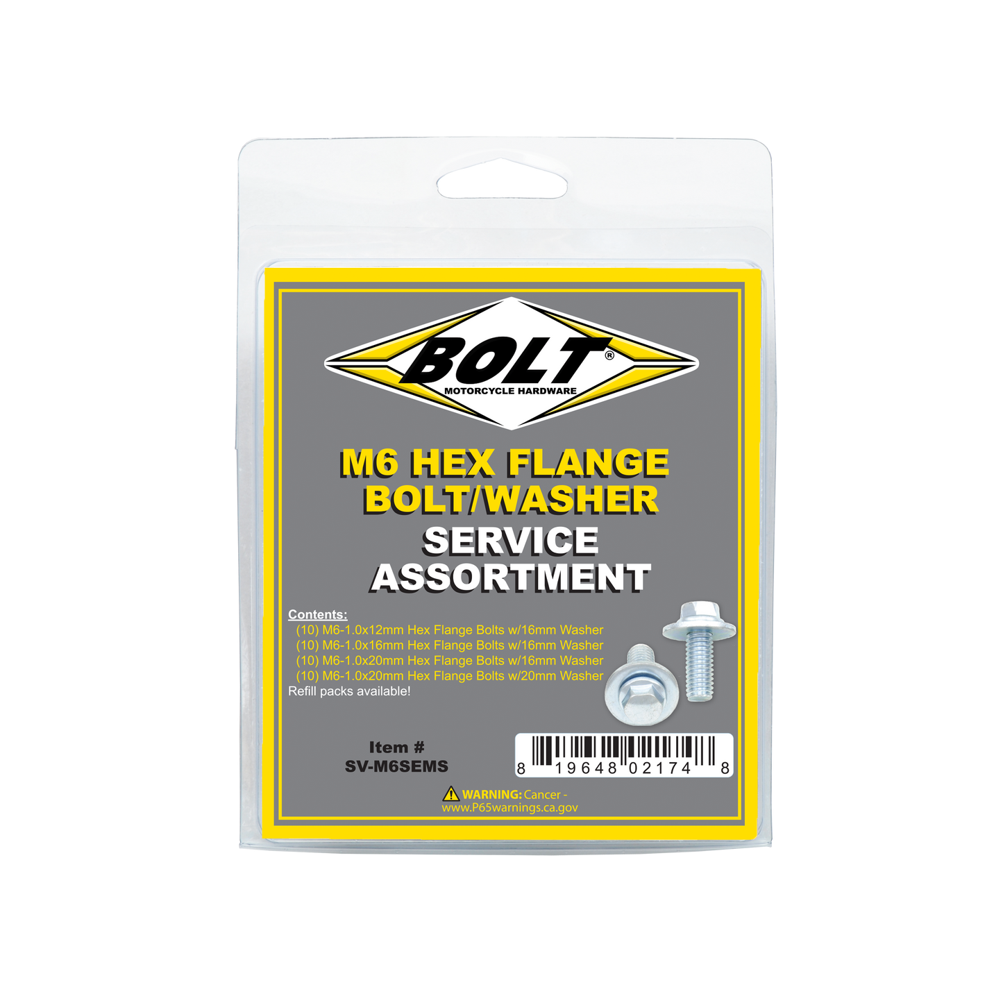 BOLT SV-M6SEMS 8mm Hex Flange Bolt Assortment with 16mm Washers – 40 Piece Kit