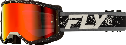 Fly Racing Zone Goggle Black/Grey with Red Mirror and Smoke Lens for Youth and Adults