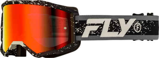 Fly Racing Zone Goggle Black/Grey with Red Mirror and Smoke Lens for Youth and Adults