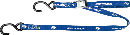 FIRE POWER 1 - Inch Tie Down Blue, Pair - Heavy Duty Nylon Webbing with Cam Buckle and Vinyl - Coated S Hooks - Kelly Motorsports