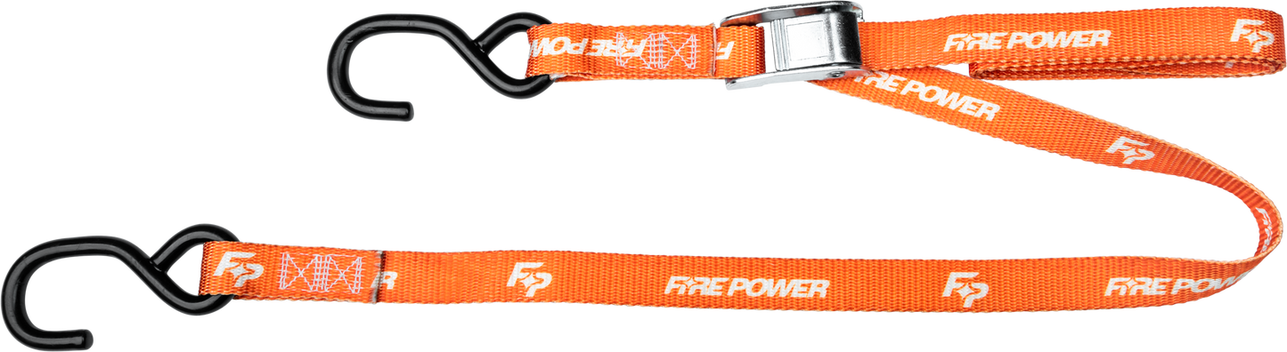 FIRE POWER 1 - Inch Tie Down Straps with Cam Buckle and S - Hooks, 6 Feet, Pack of 2 - Kelly Motorsports