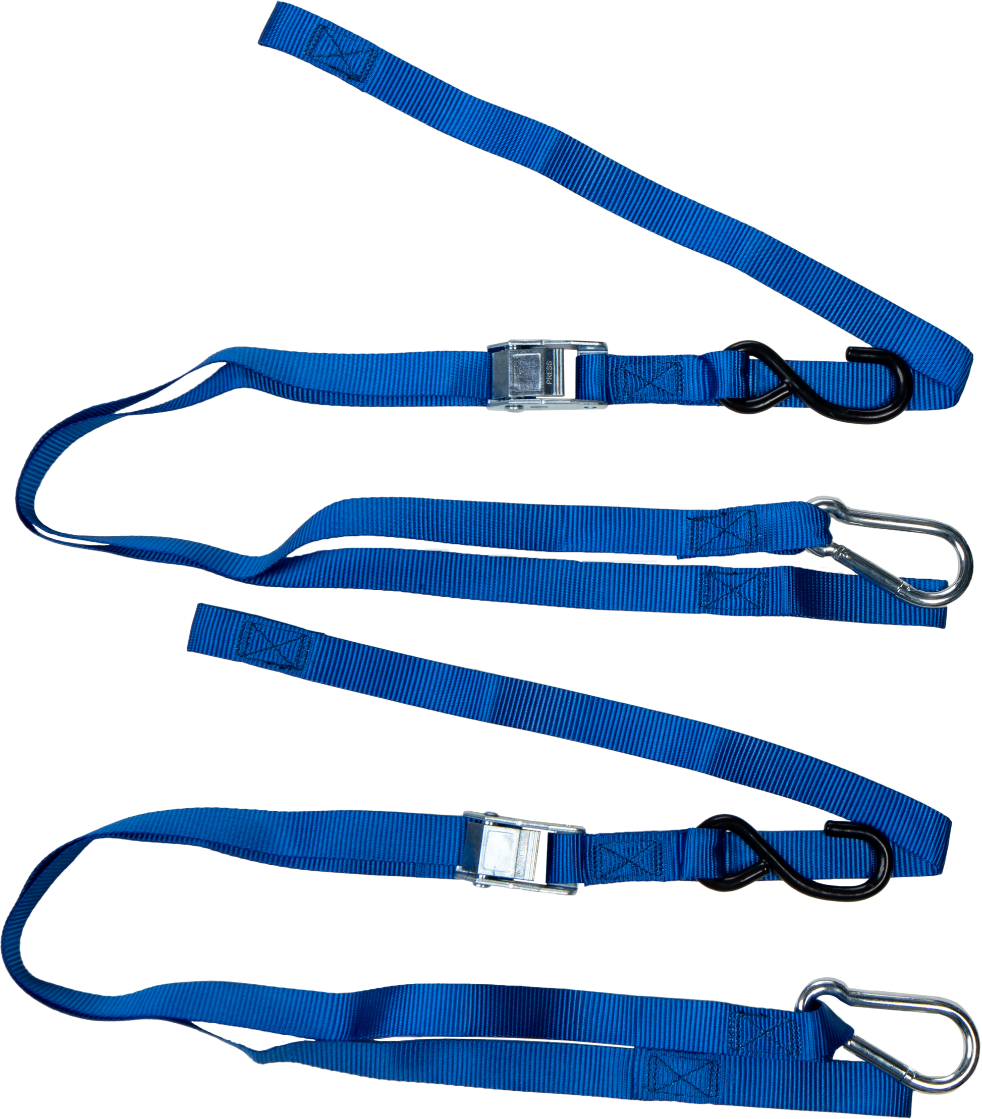 FIRE POWER 1 - Inch x 6 - Foot Tie Down Straps, Blue - Heavy Duty Webbing and S - Hooks (Pair) - Kelly Motorsports