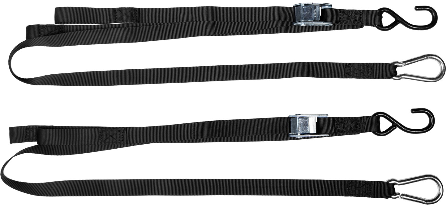 FIRE POWER 1" x 6' Tie Down Straps - Heavy Duty Nylon Webbing with Vinyl Coated S Hooks (Pair) - Kelly Motorsports